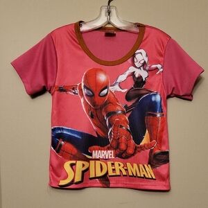 Marvel Spider-Man pink silky tee shirt